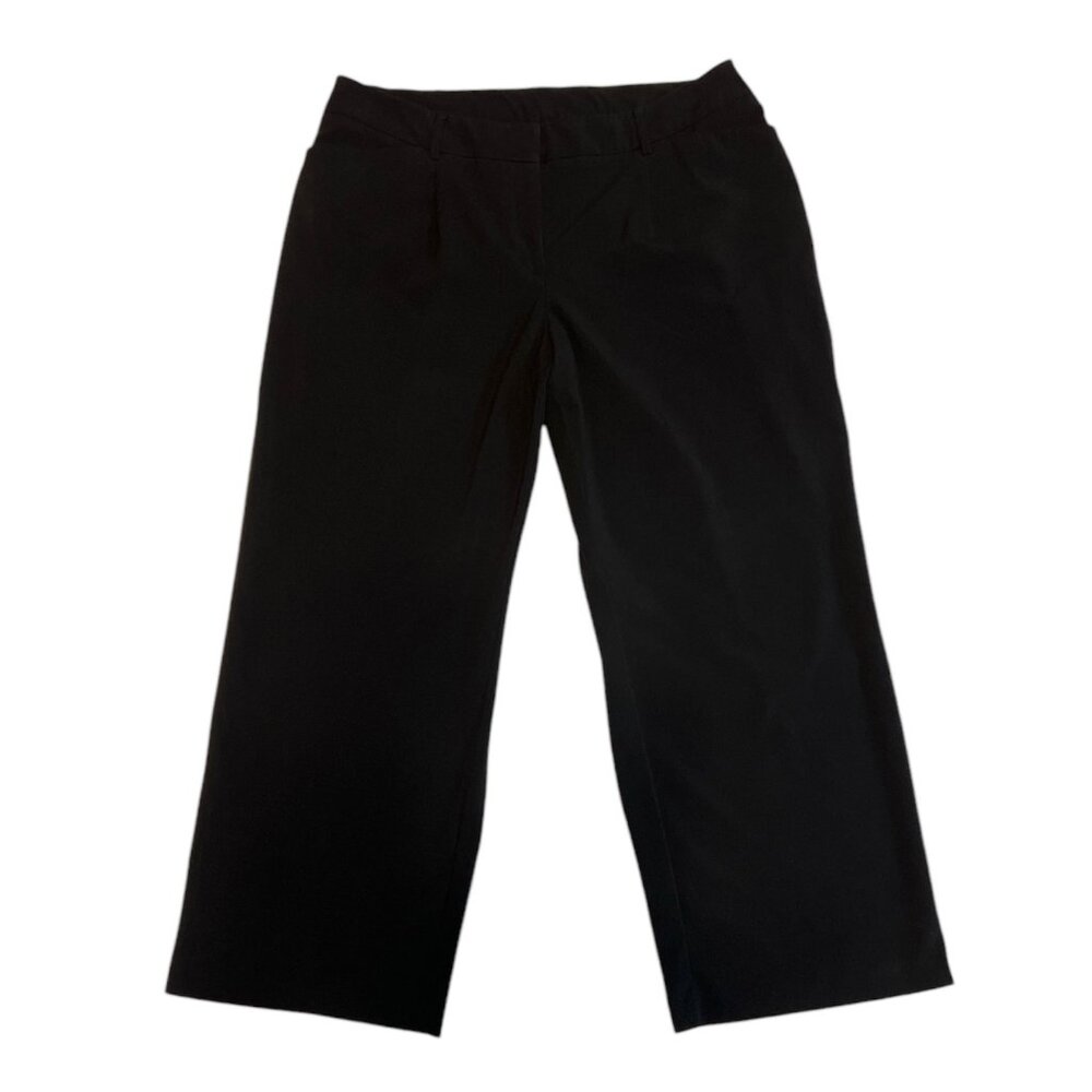 Fashion Bug Women's Pants Plus Size 18WP Black Slacks Wide Legs